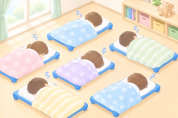 よく眠る保育園児のイラスト
